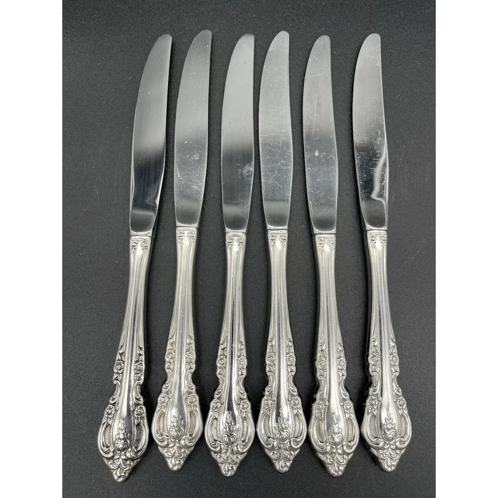 Dinner knife Set Brahms Stainless Distinction Plus By Oneida Silver 6 Pieces